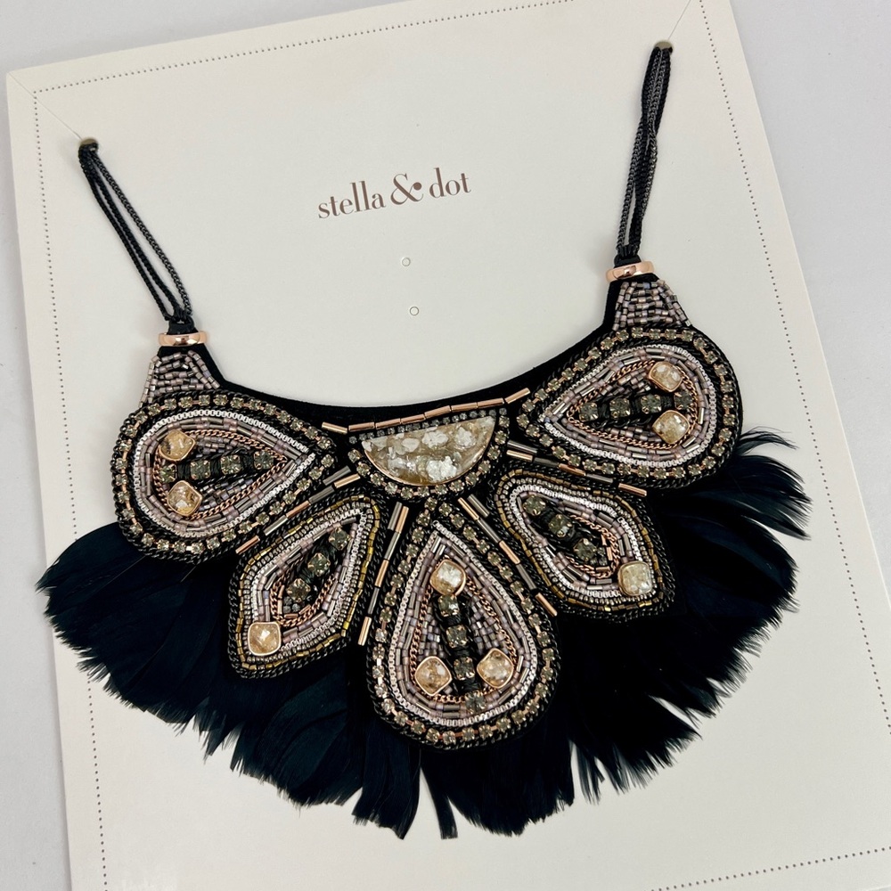Stella & Dot Constantine Feather Beaded Necklace (retired)